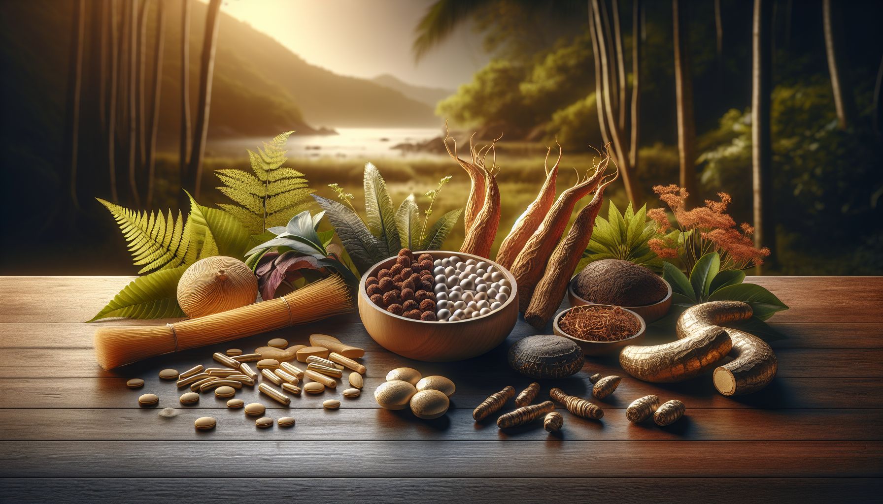 Image showing various herbs used as natural Viagra alternatives